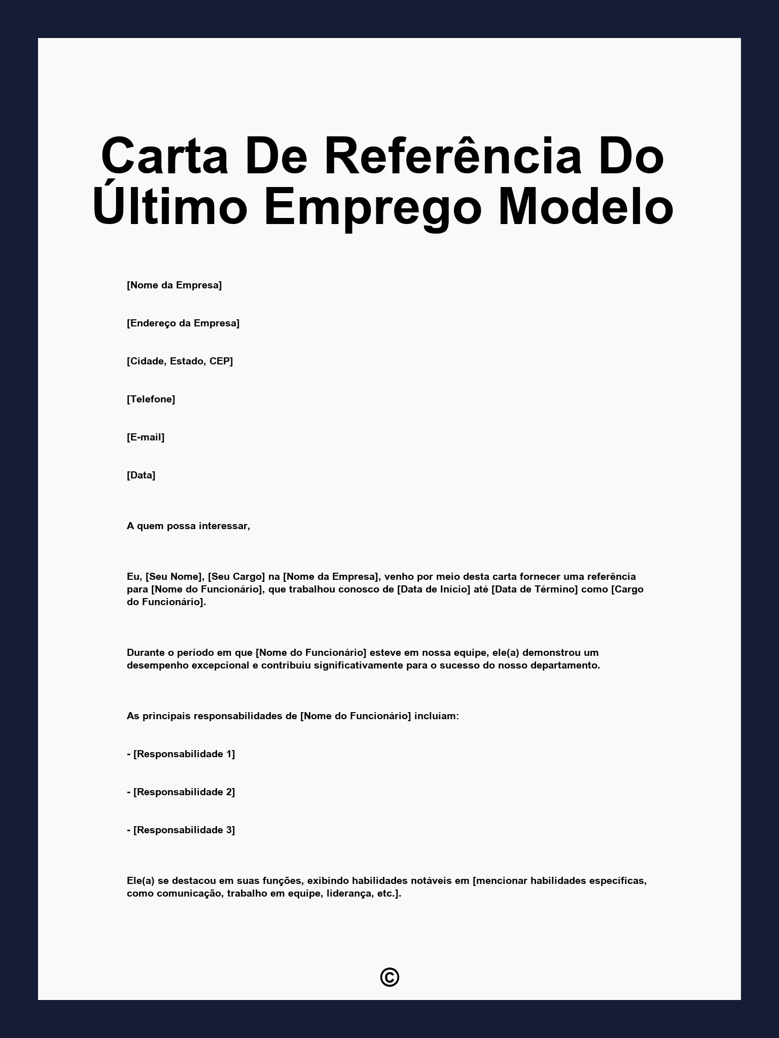 Carta De Referência Do Último Emprego Modelo
