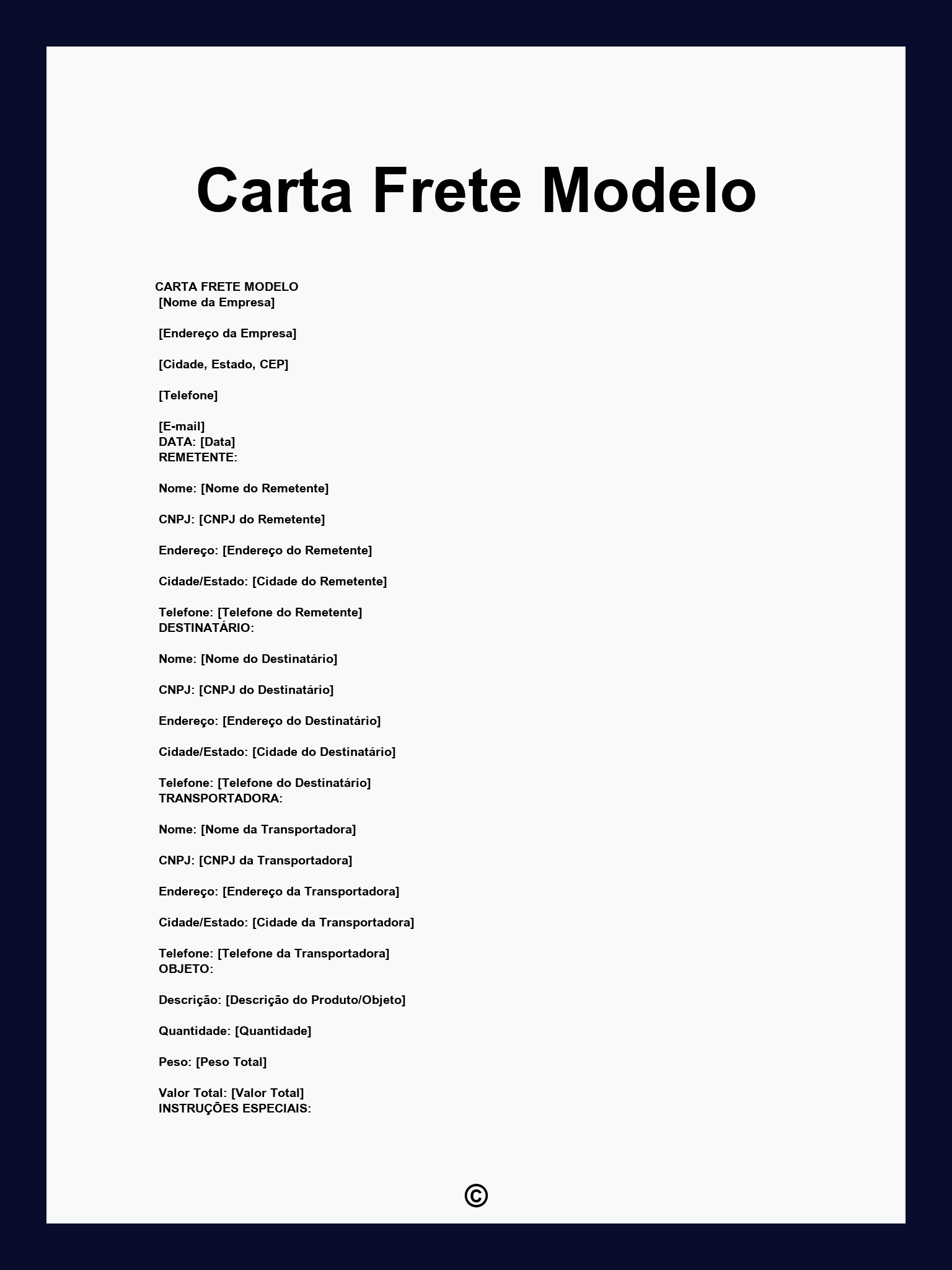 Carta Frete Modelo
