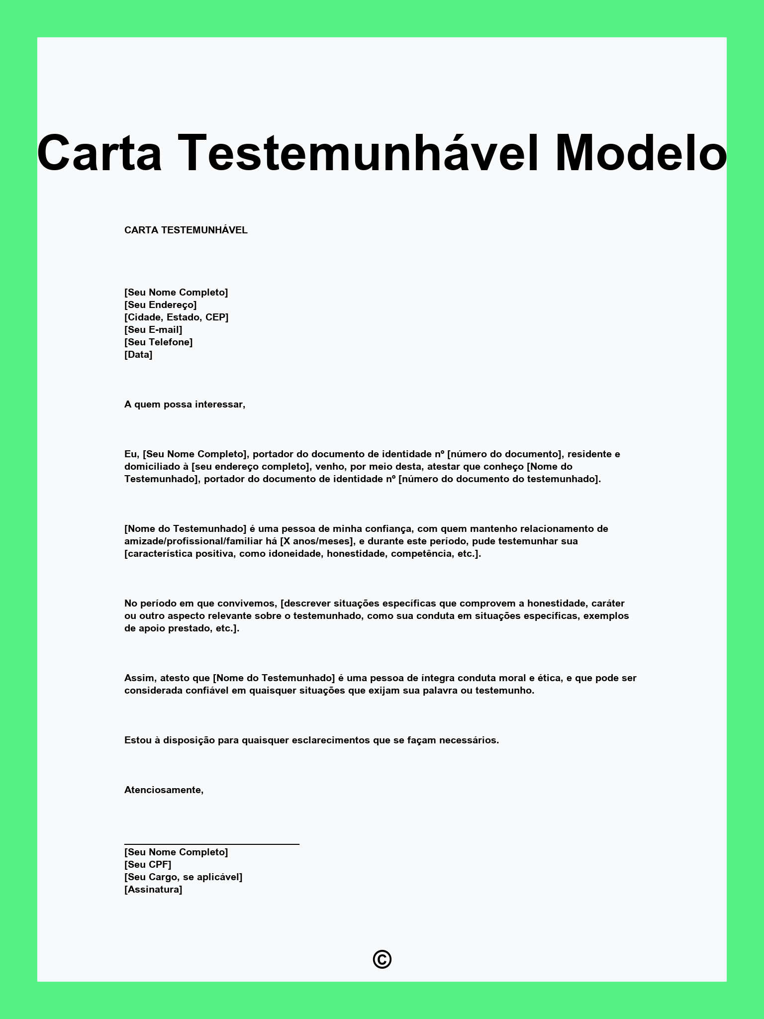 Carta Testemunhável Modelo