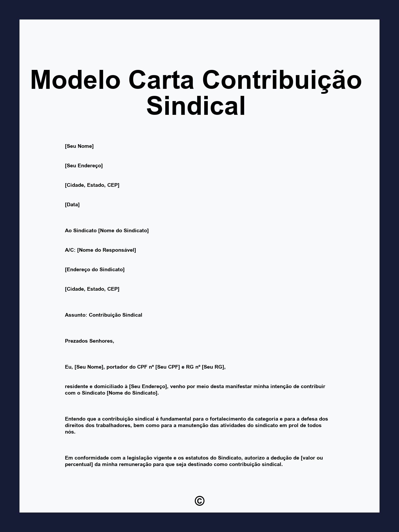 Modelo Carta Contribuição Sindical
