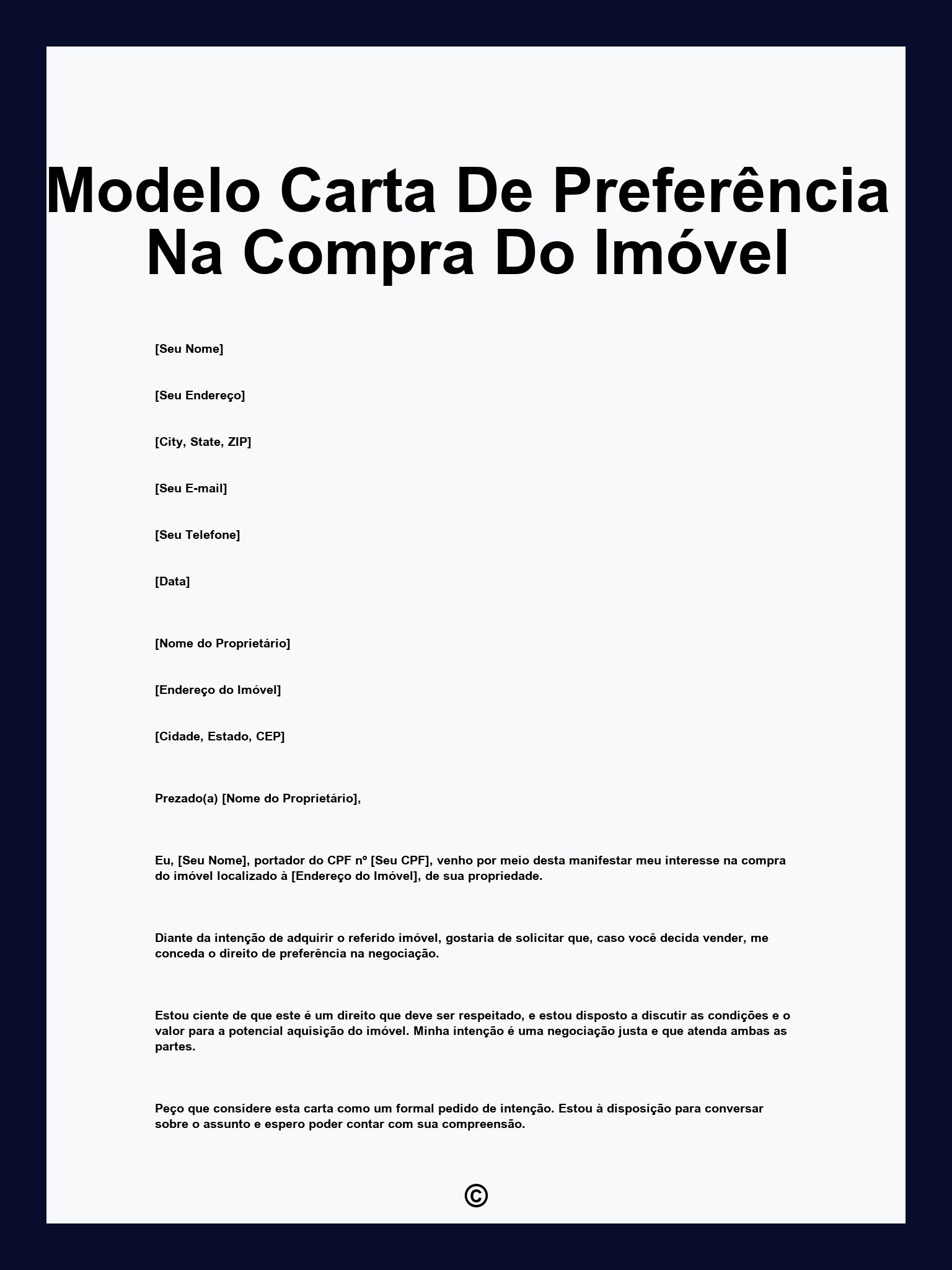 Modelo Carta De Preferência Na Compra Do Imóvel