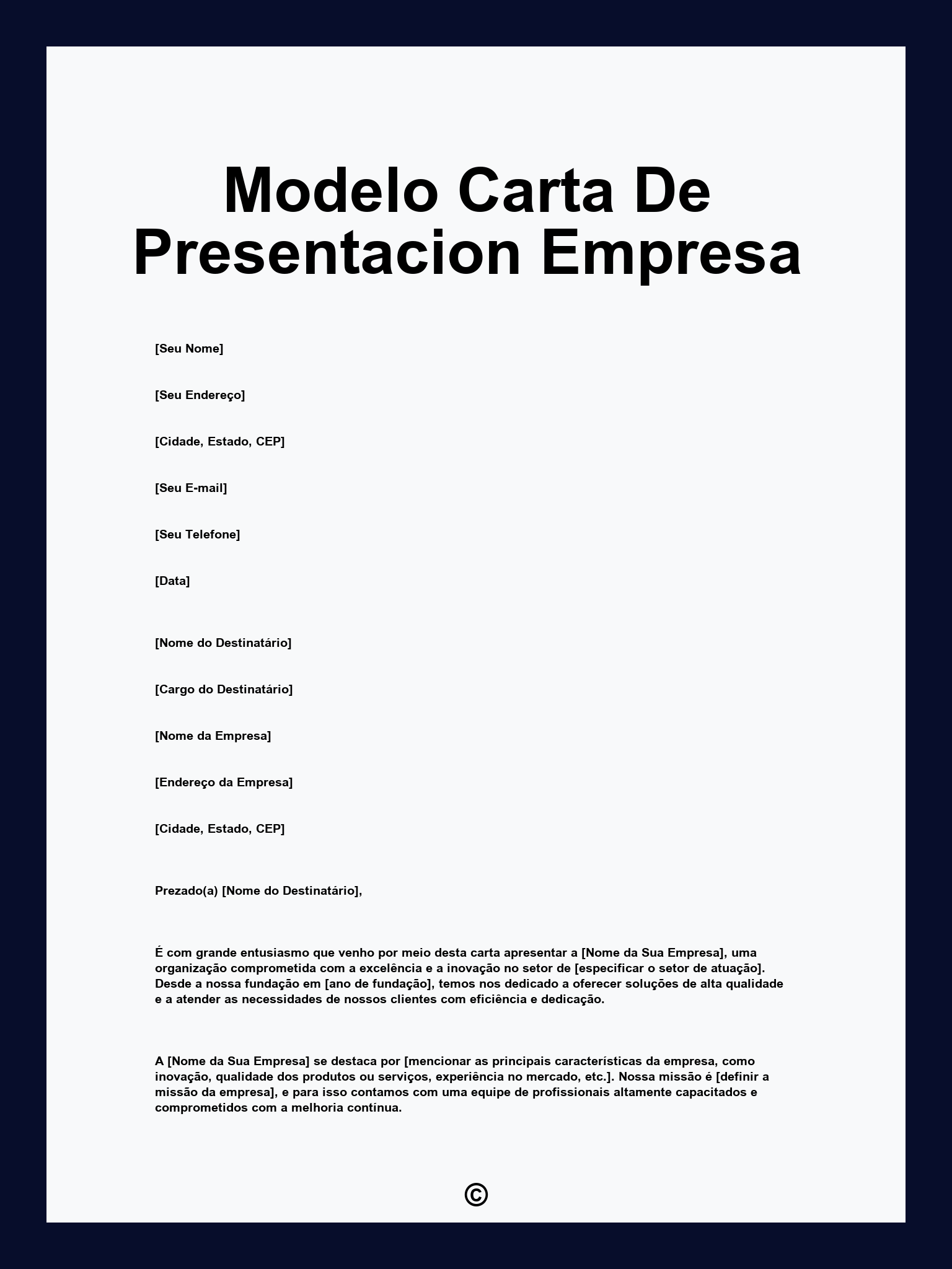 Modelo Carta De Presentacion Empresa