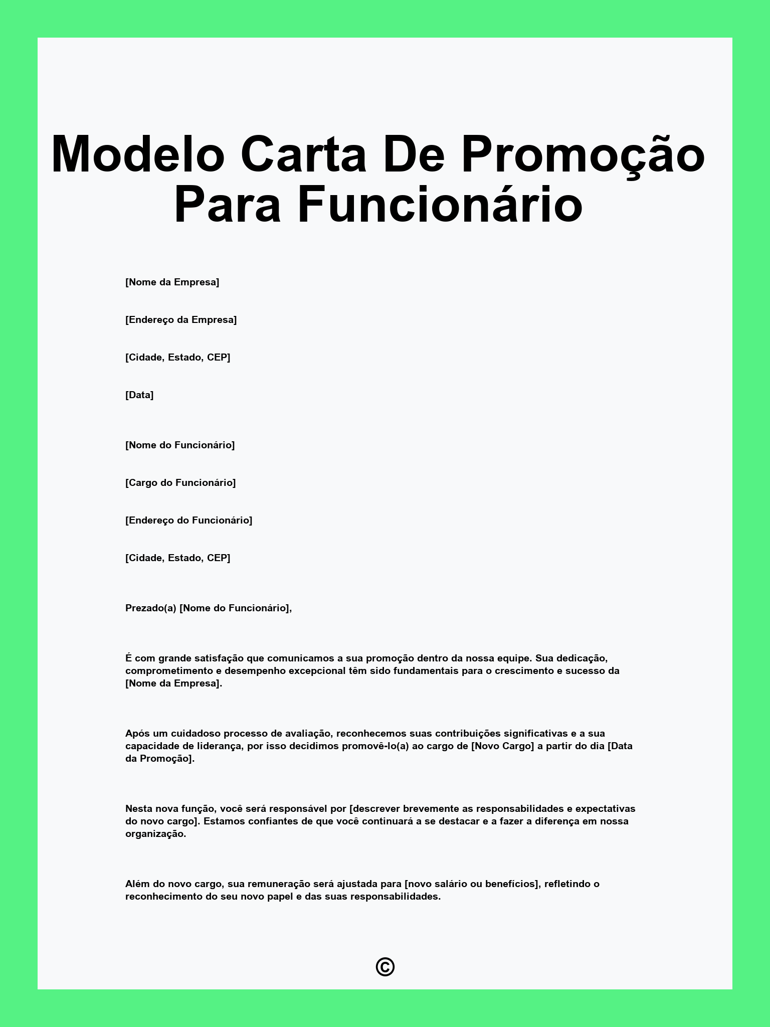 Modelo Carta De Promoção Para Funcionário