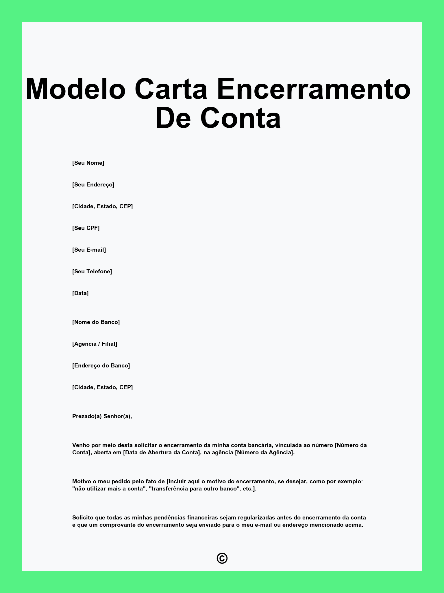 Modelo Carta Encerramento De Conta