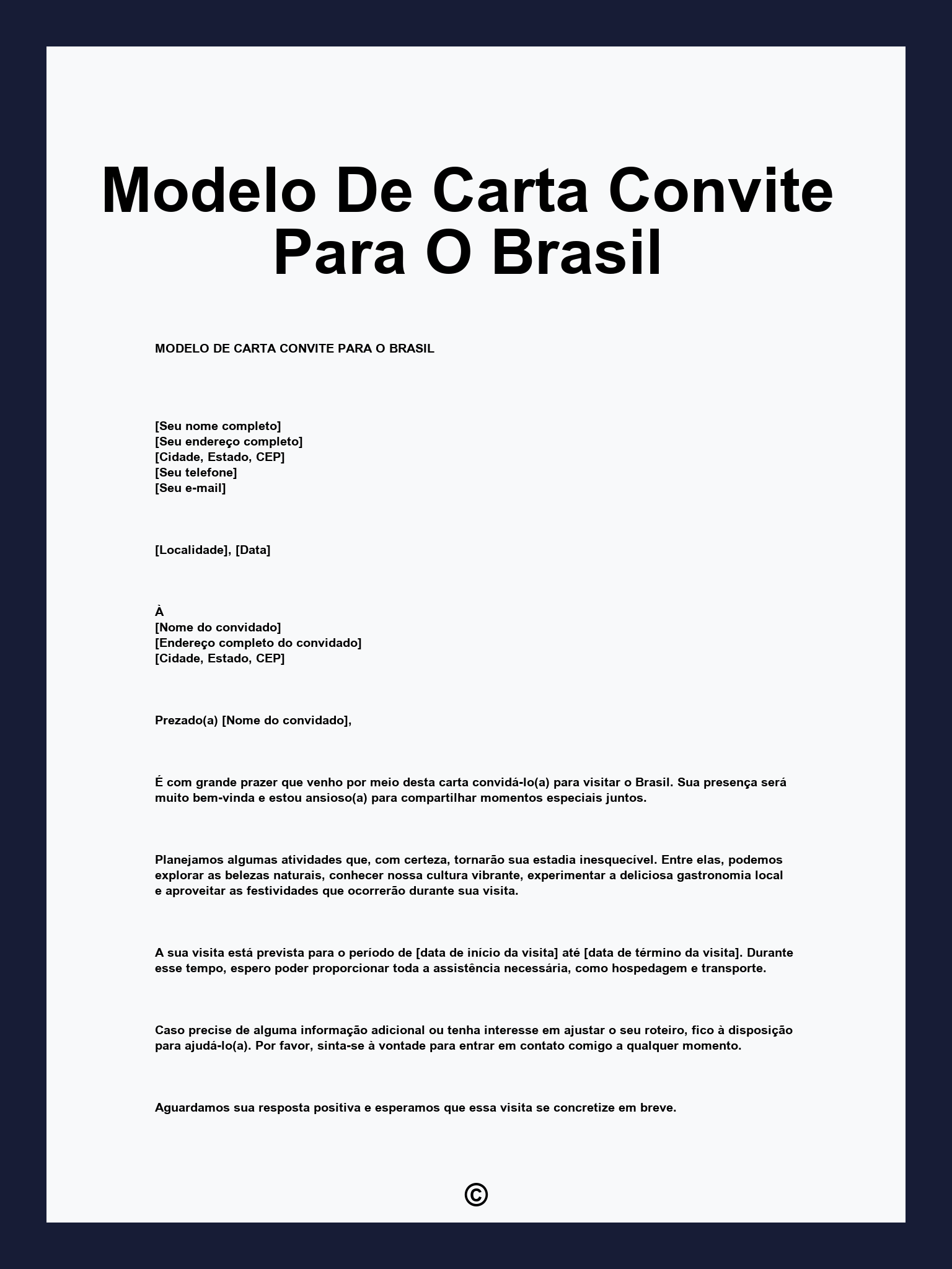 Modelo De Carta Convite Para O Brasil
