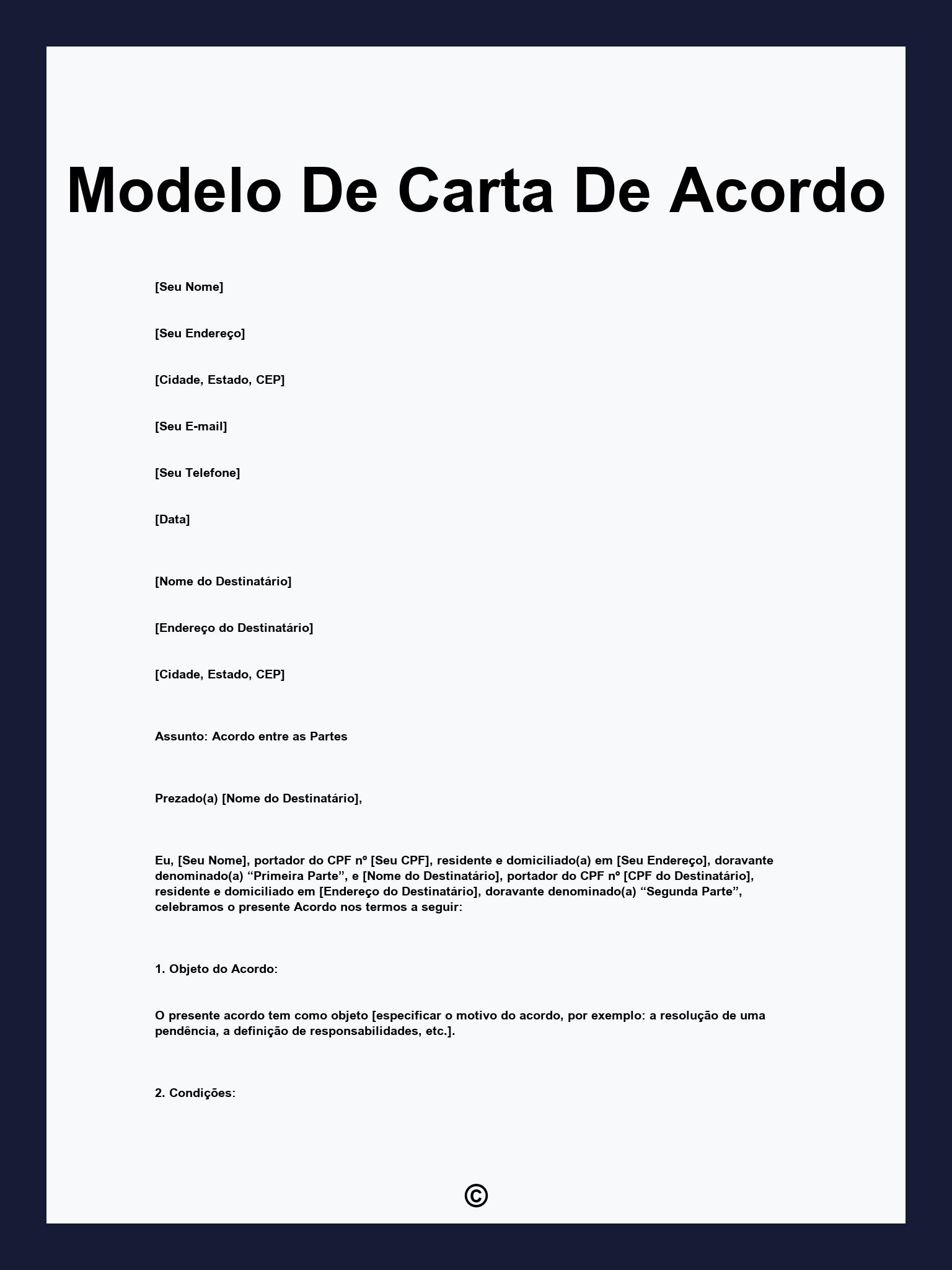 Modelo De Carta De Acordo