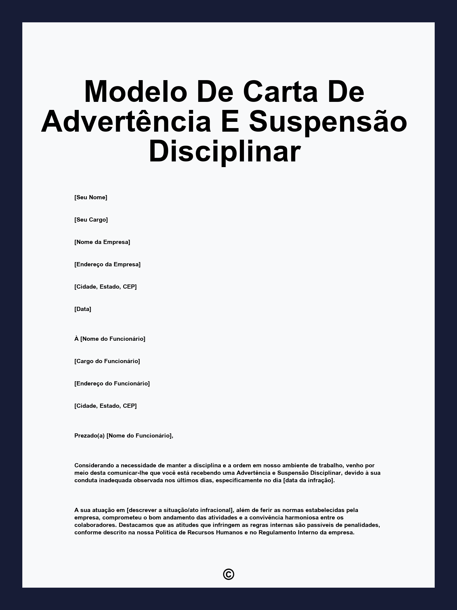 Modelo De Carta De Advertência E Suspensão Disciplinar