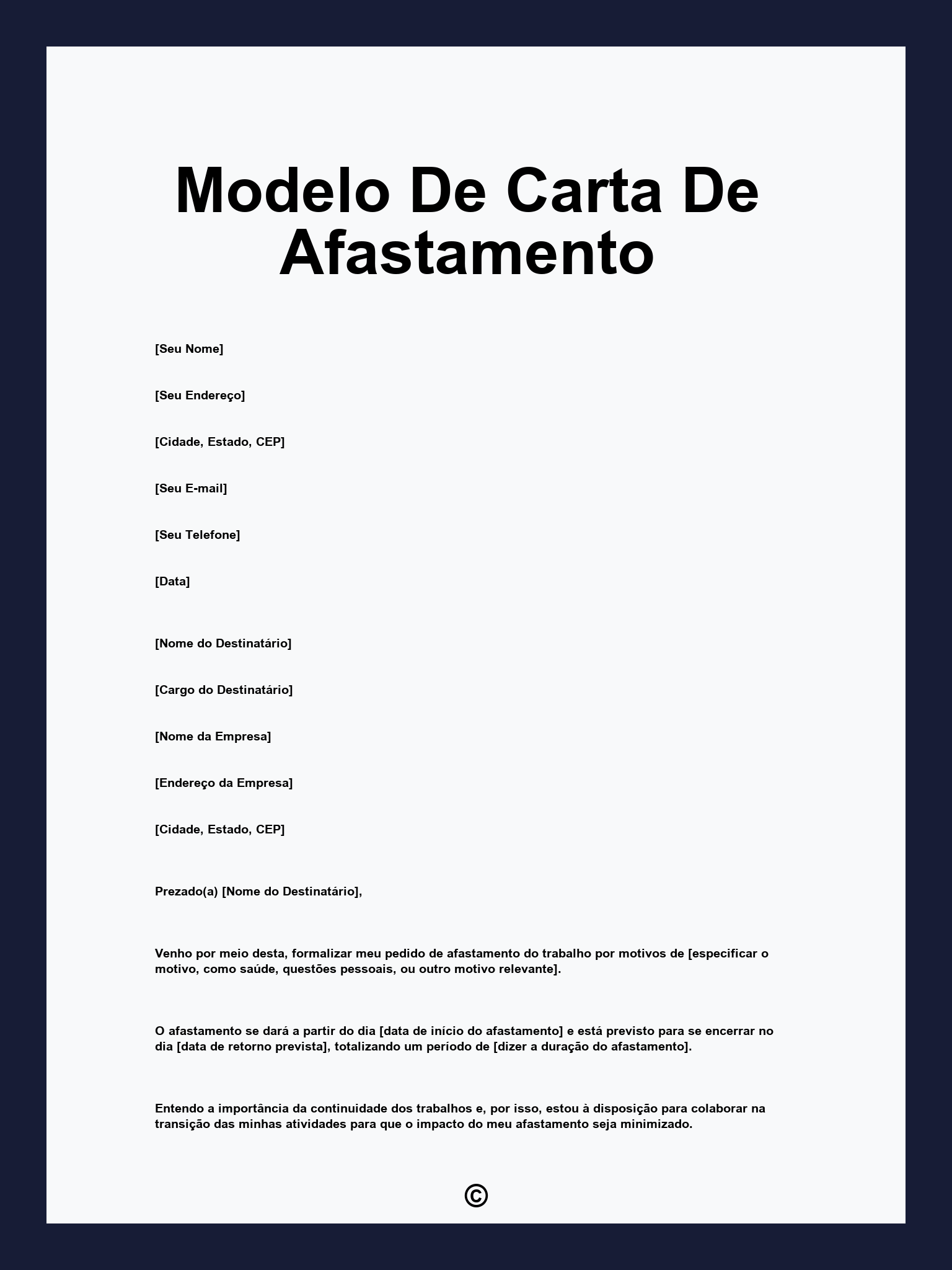 Modelo De Carta De Afastamento