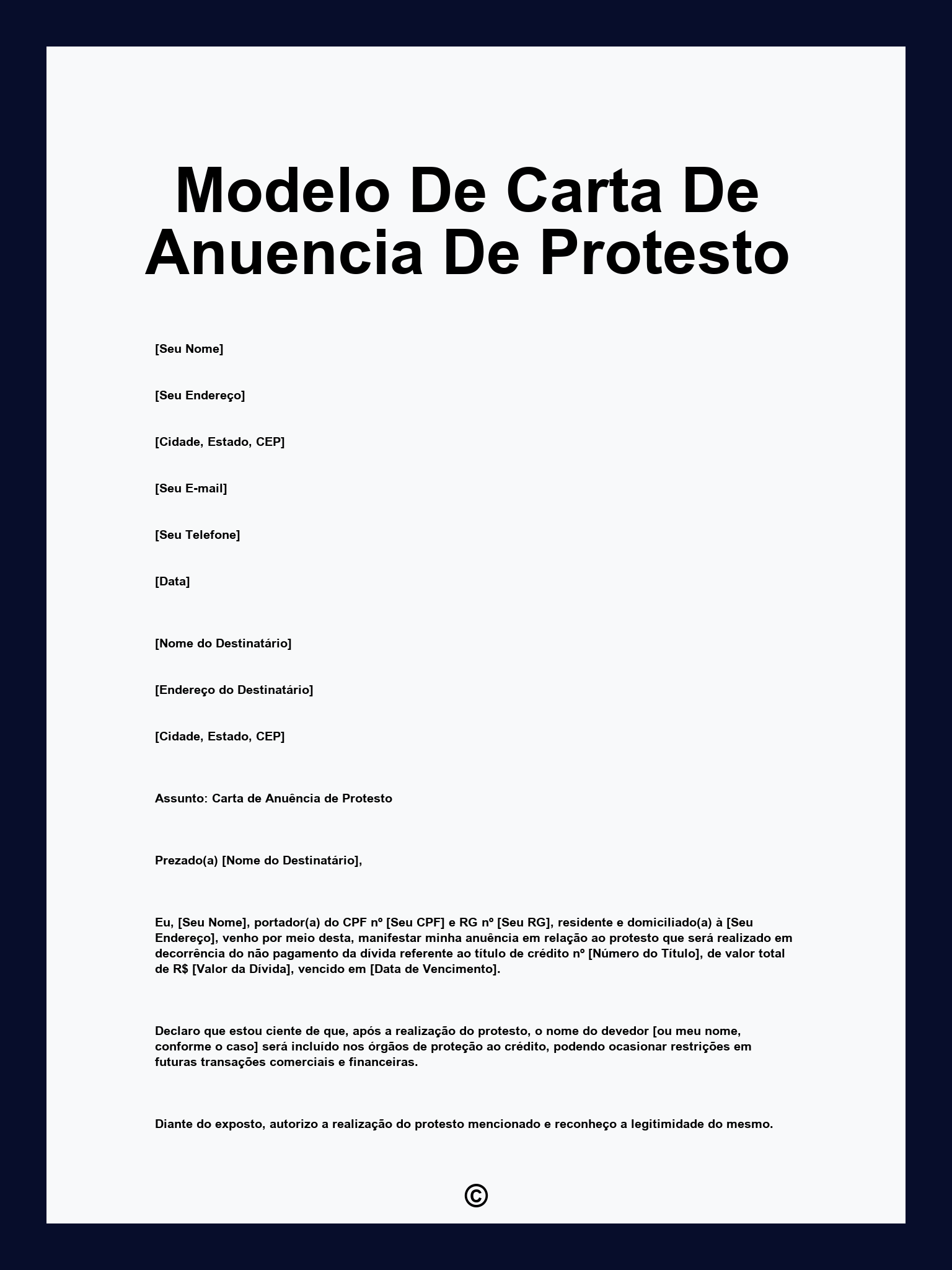 Modelo De Carta De Anuencia De Protesto