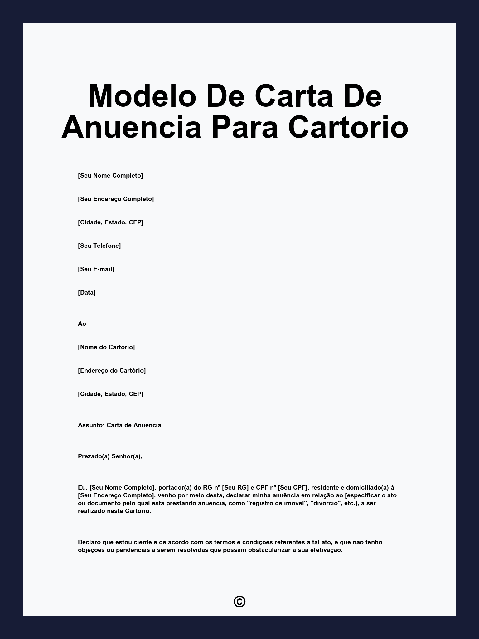 Modelo De Carta De Anuencia Para Cartorio