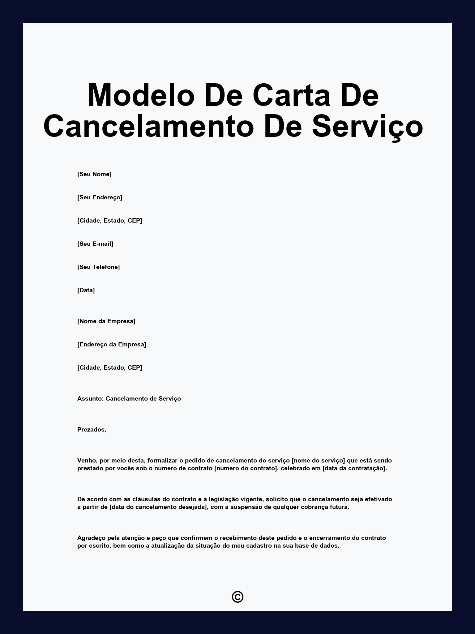 Modelo De Carta De Cancelamento De Serviço