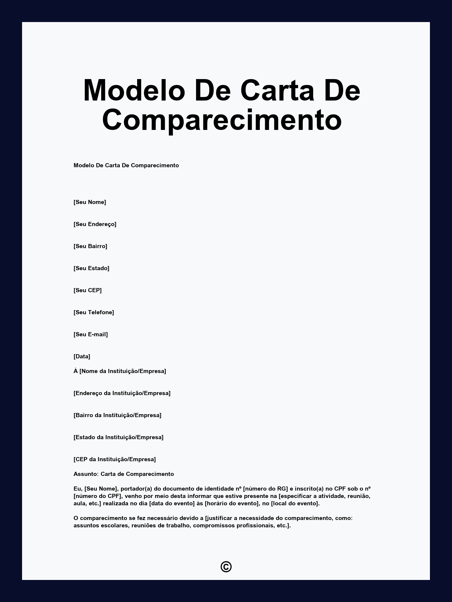 Modelo De Carta De Comparecimento