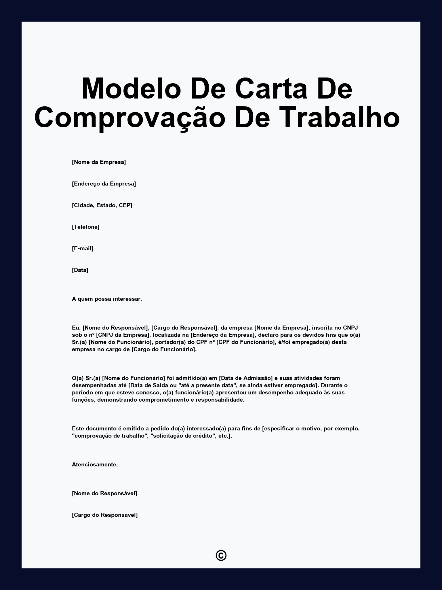 Modelo De Carta De Comprovação De Trabalho