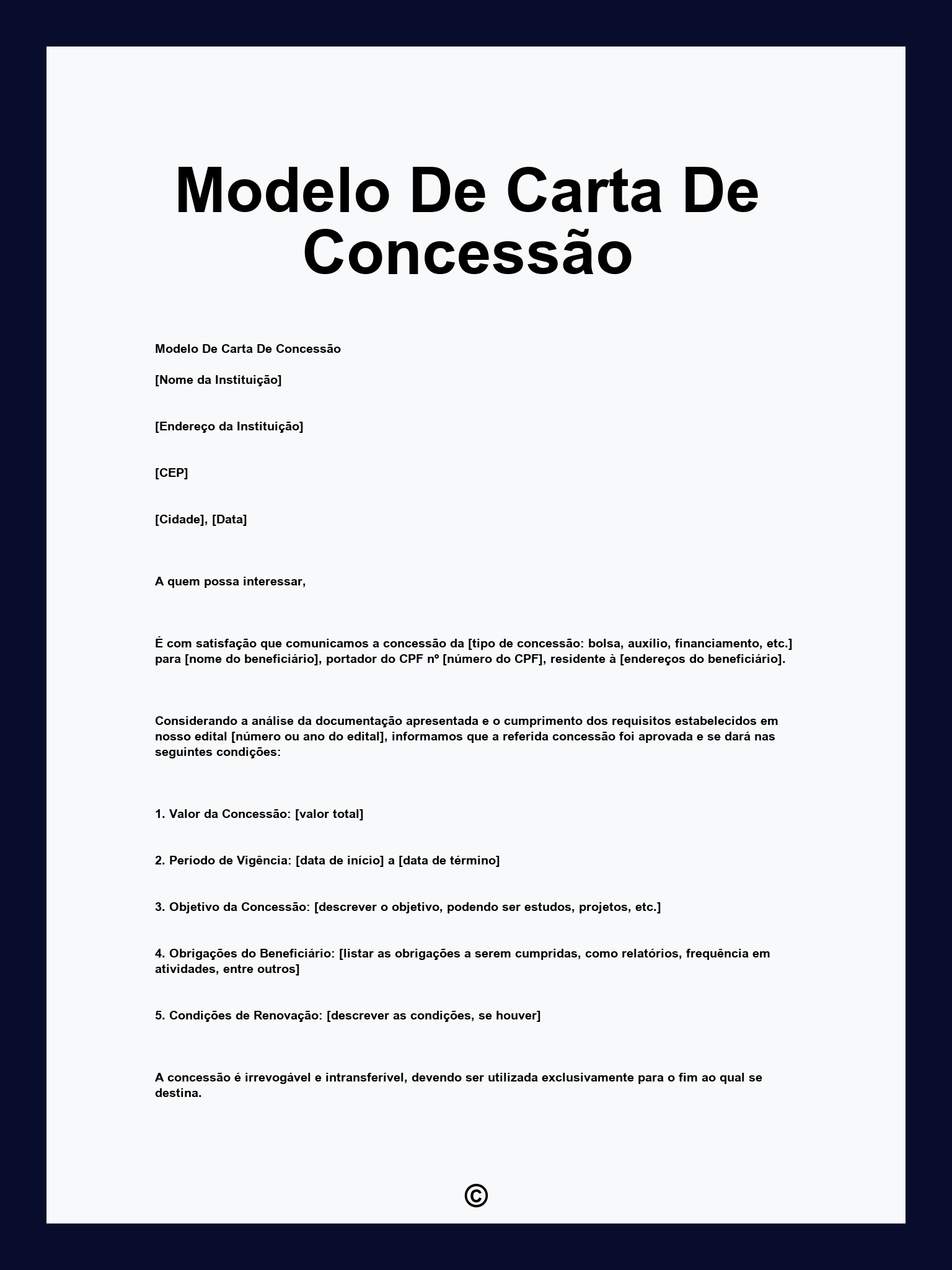 Modelo De Carta De Concessão