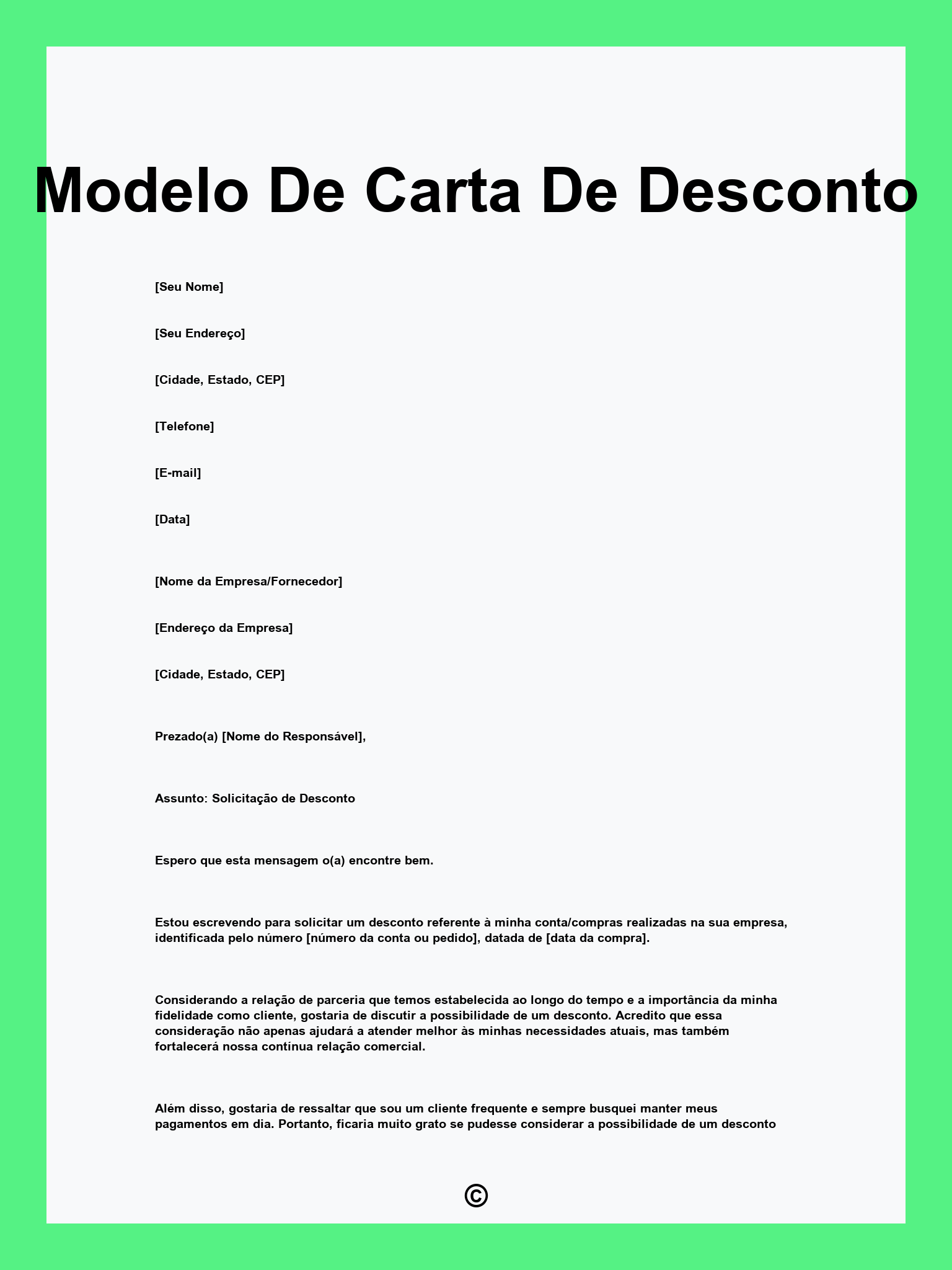 Modelo De Carta De Desconto