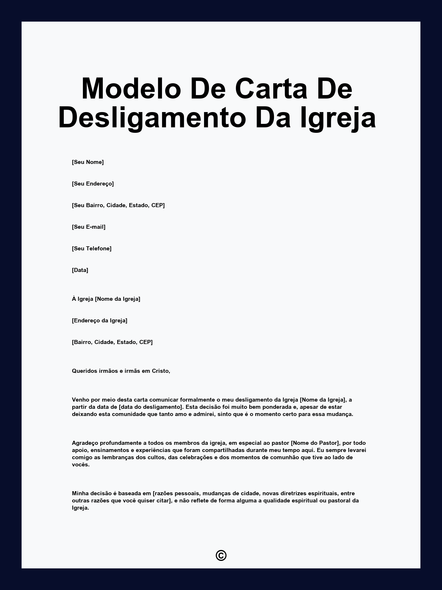 Modelo De Carta De Desligamento Da Igreja