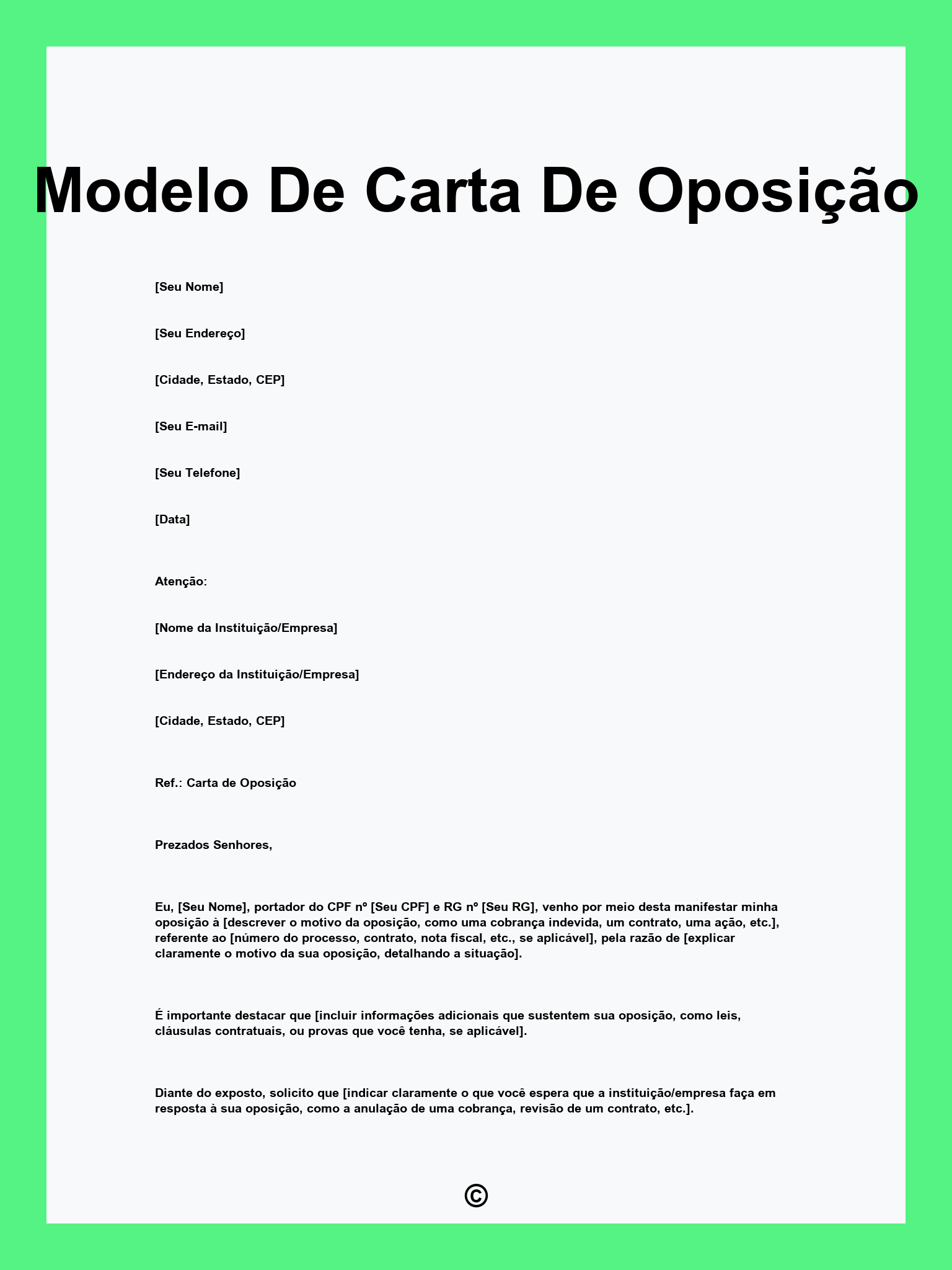 Modelo De Carta De Oposição
