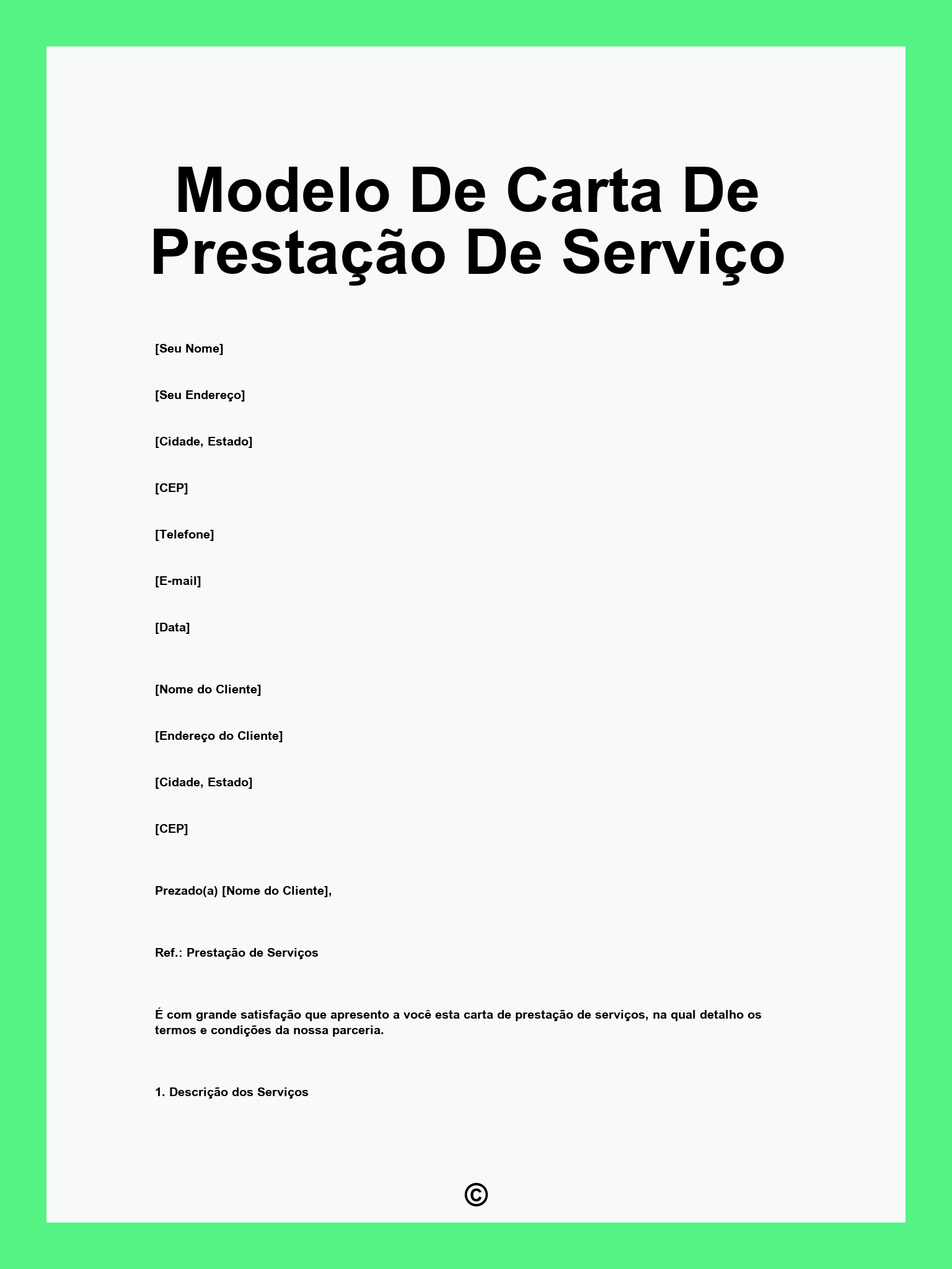 Modelo De Carta De Prestação De Serviço