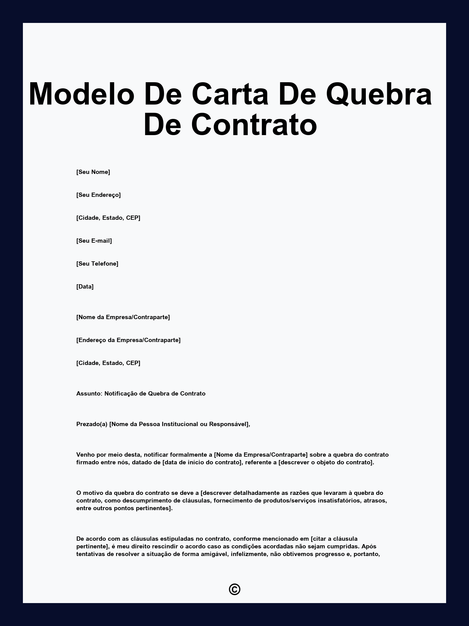 Modelo De Carta De Quebra De Contrato