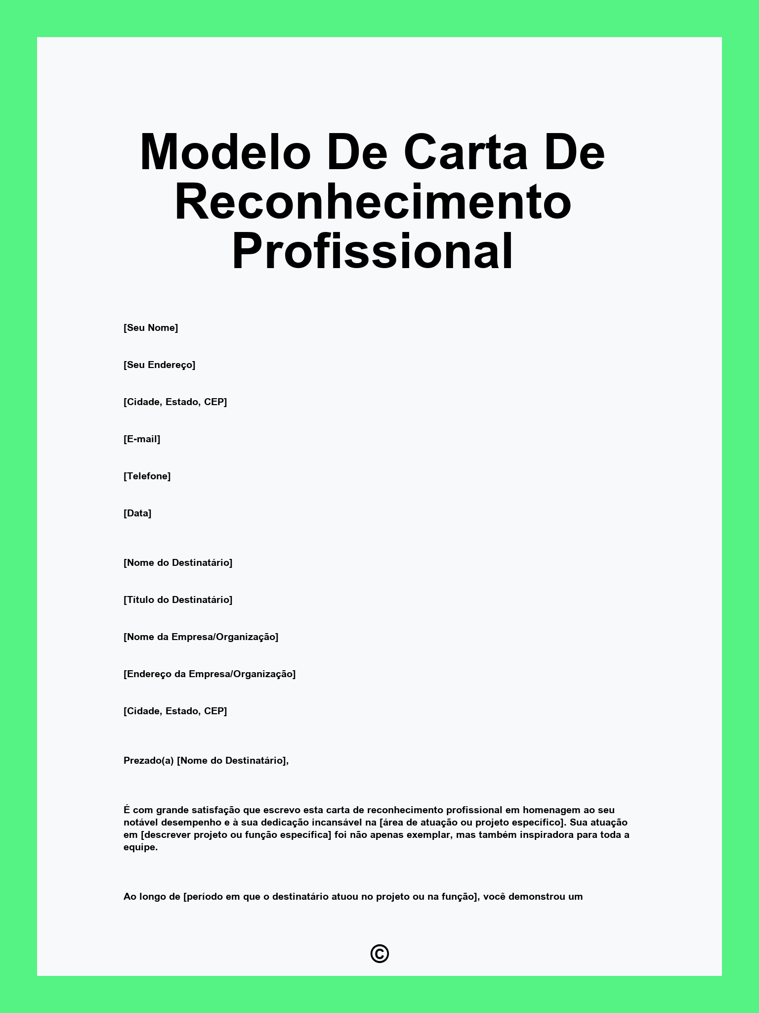 Modelo De Carta De Reconhecimento Profissional
