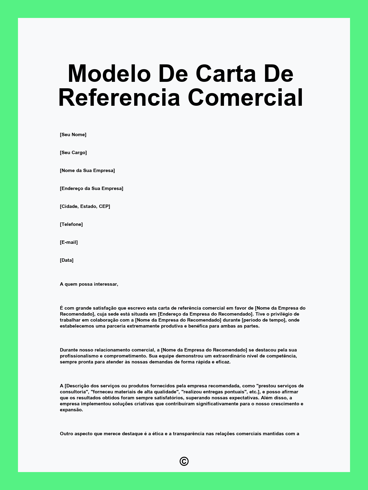 Modelo De Carta De Referencia Comercial