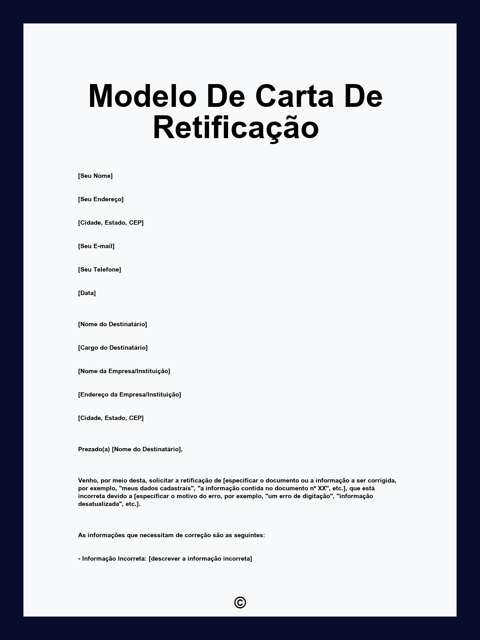 Modelo De Carta De Retificação