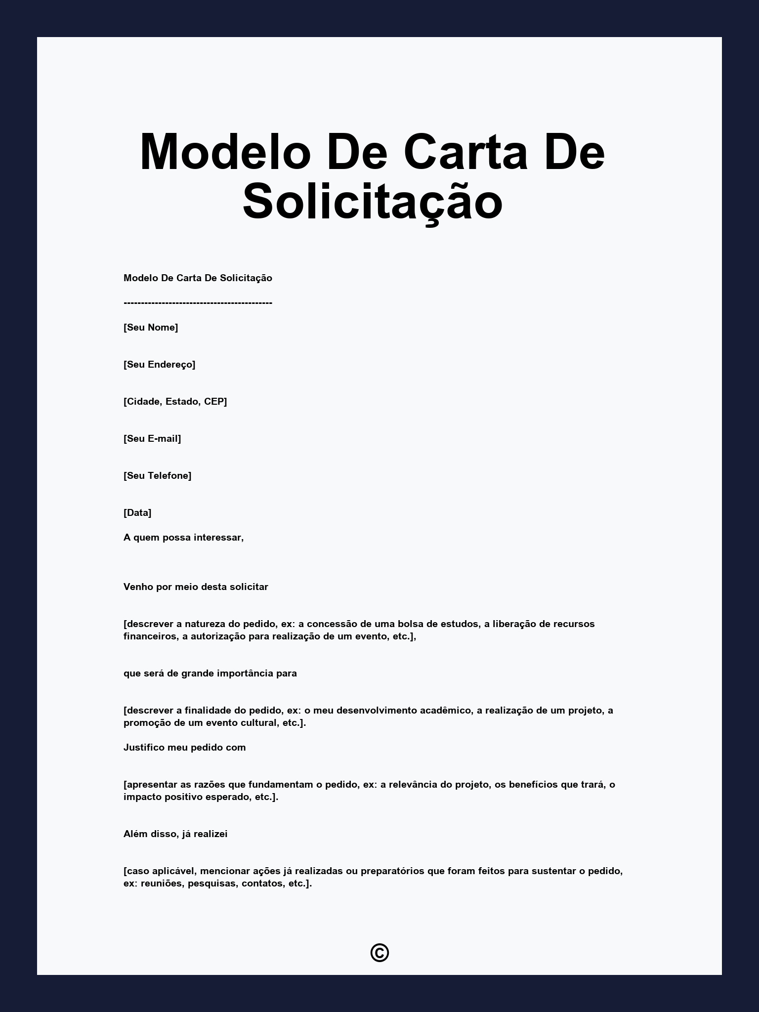 Modelo De Carta De Solicitação