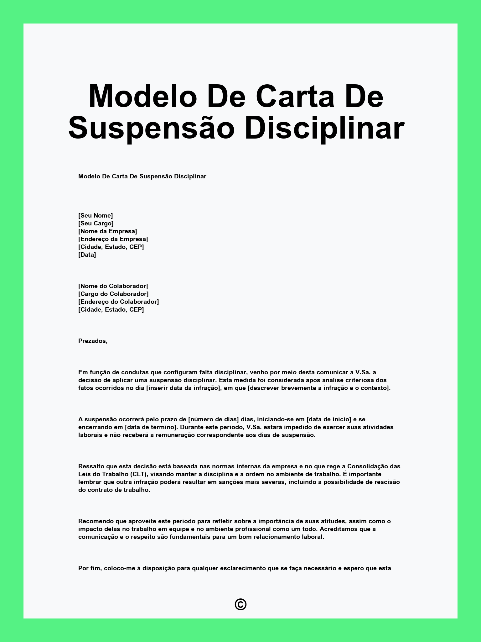Modelo De Carta De Suspensão Disciplinar