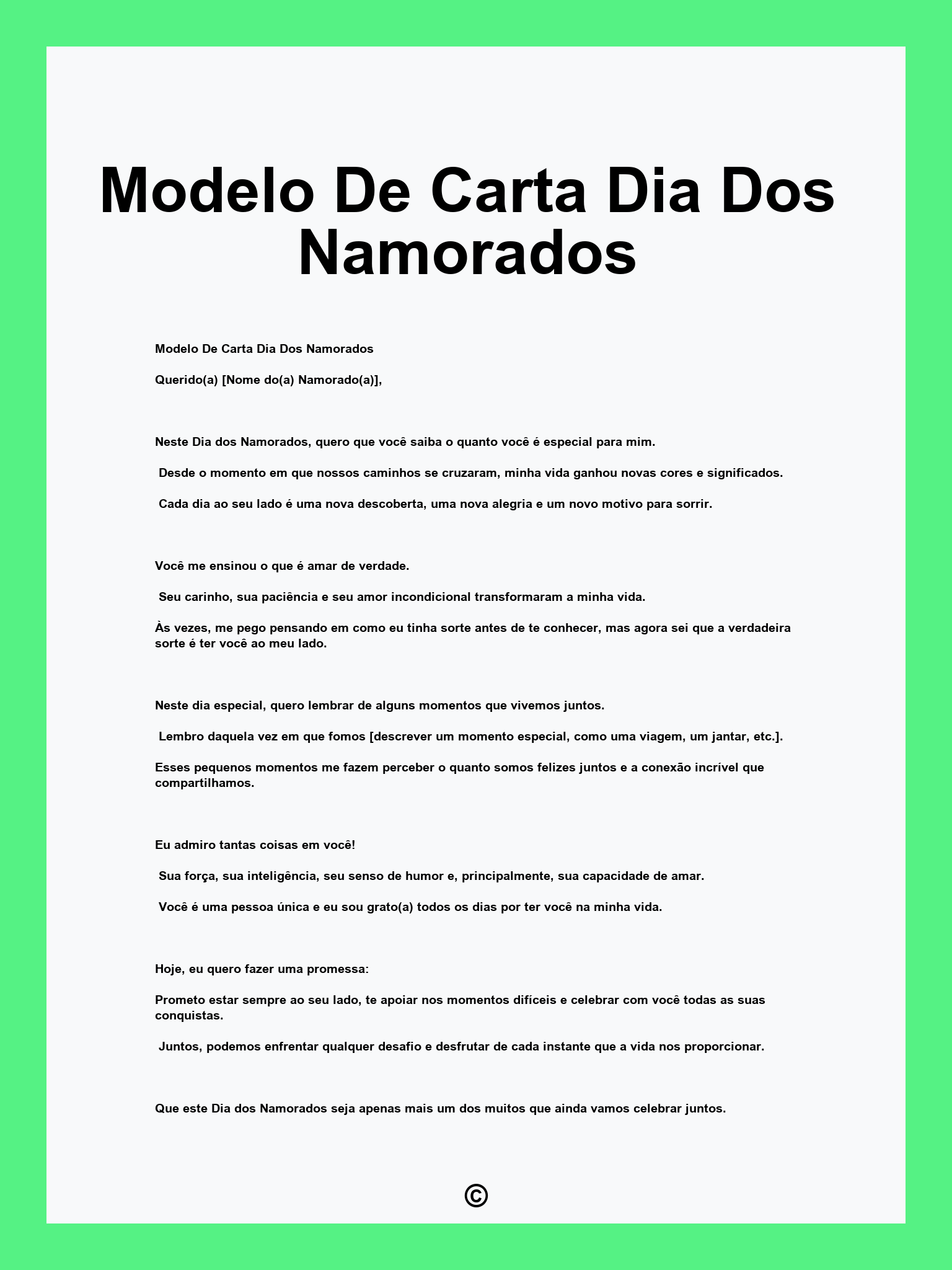 Modelo De Carta Dia Dos Namorados