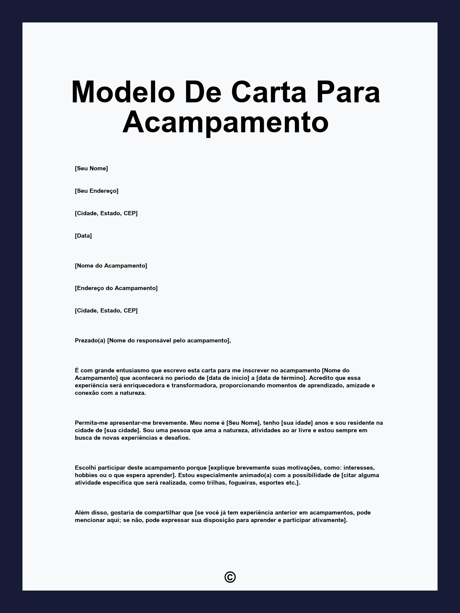 Modelo De Carta Para Acampamento