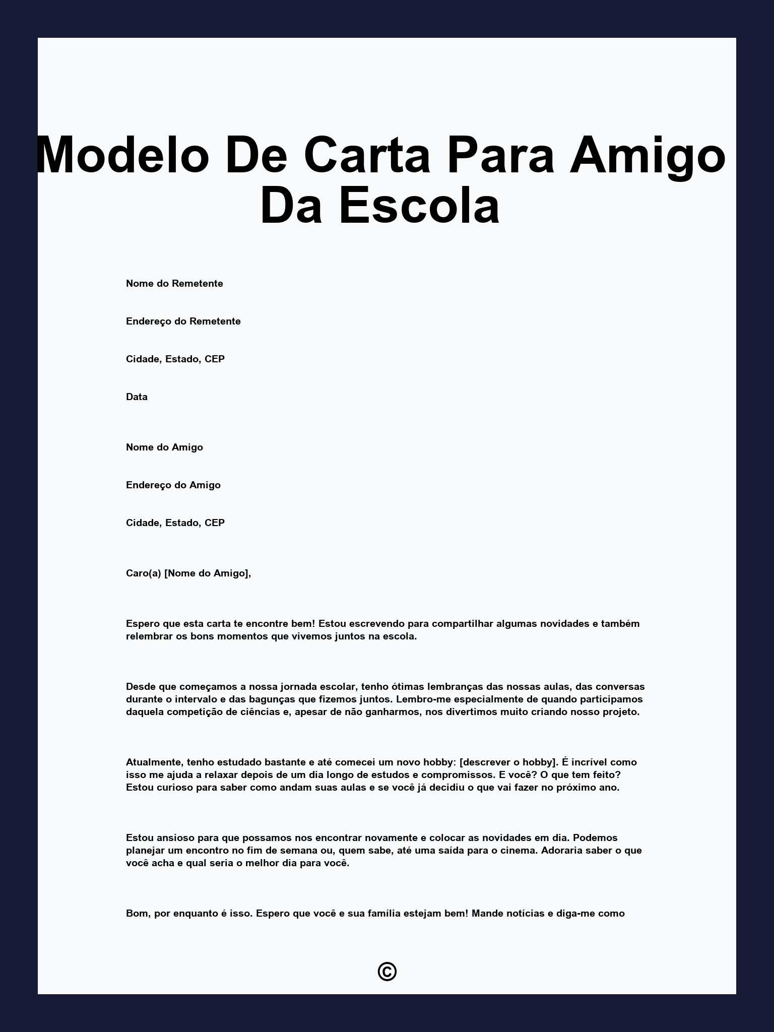 Modelo De Carta Para Amigo Da Escola