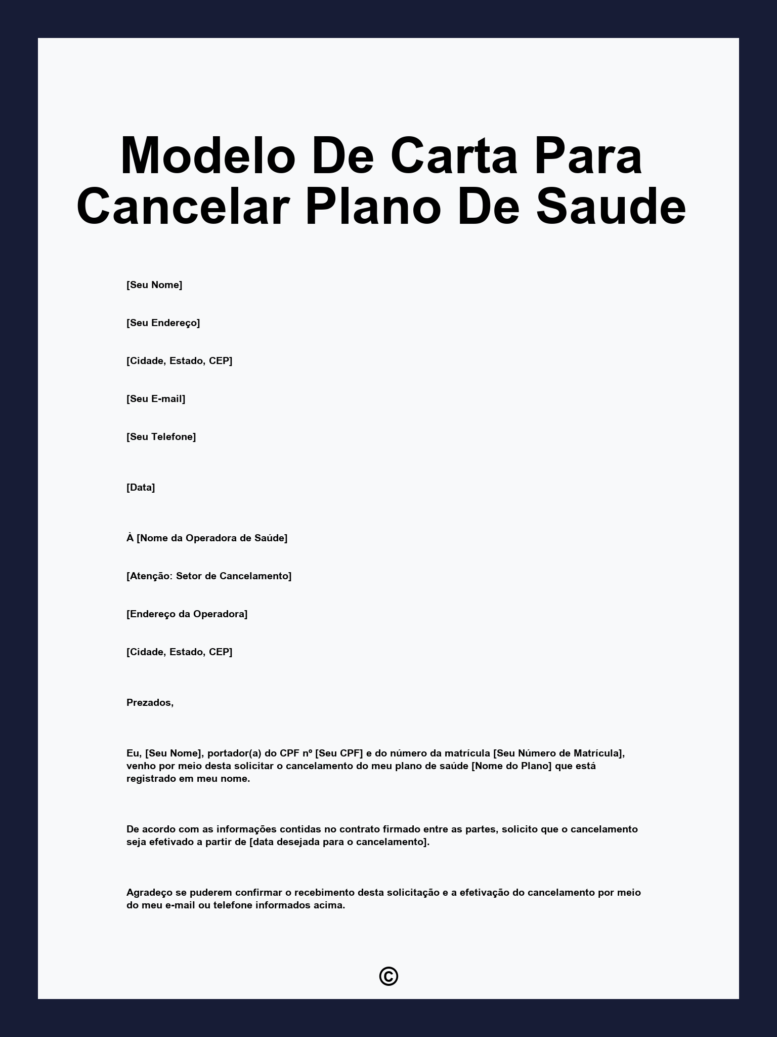 Modelo De Carta Para Cancelar Plano De Saude