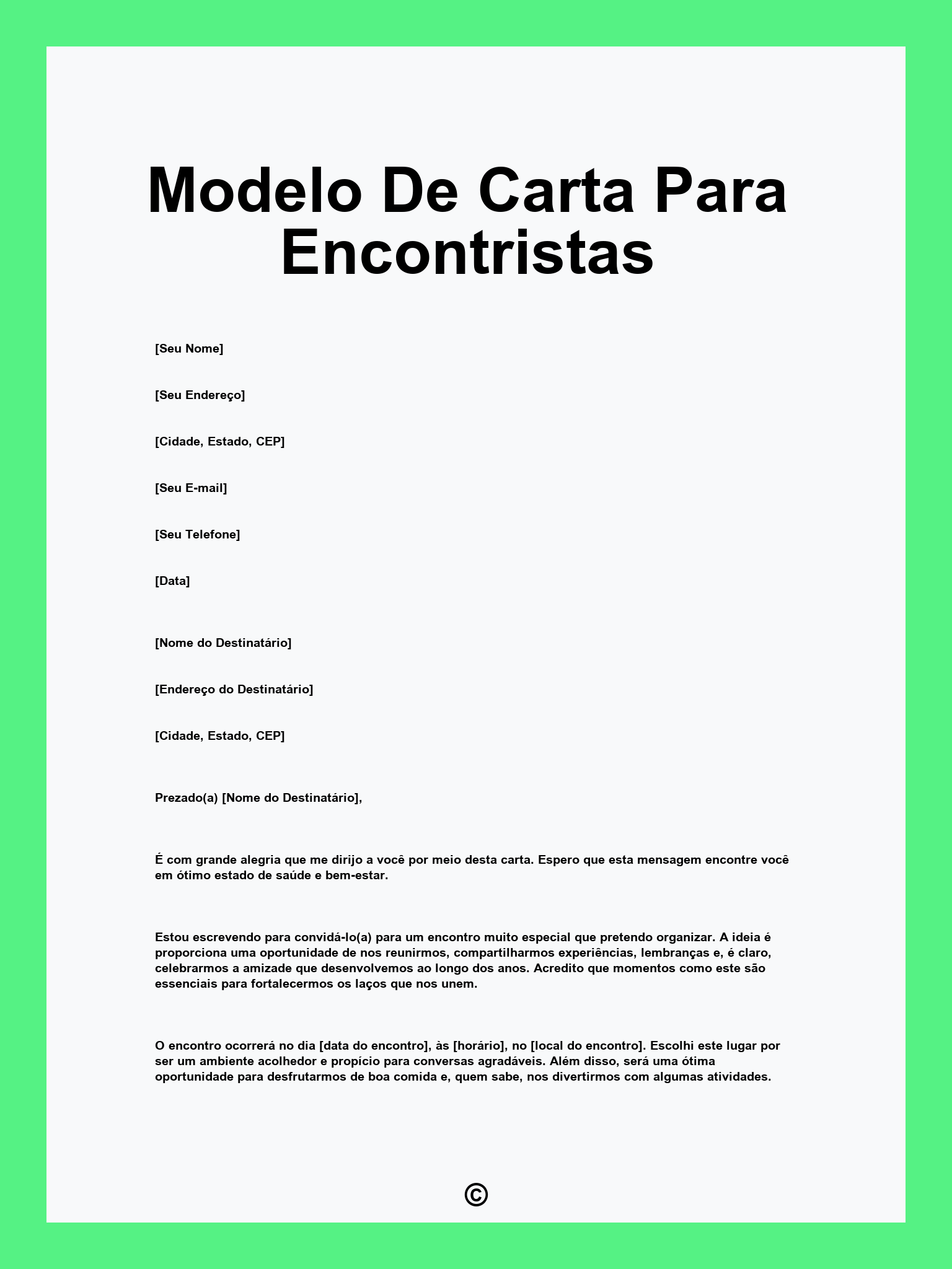 Modelo De Carta Para Encontristas