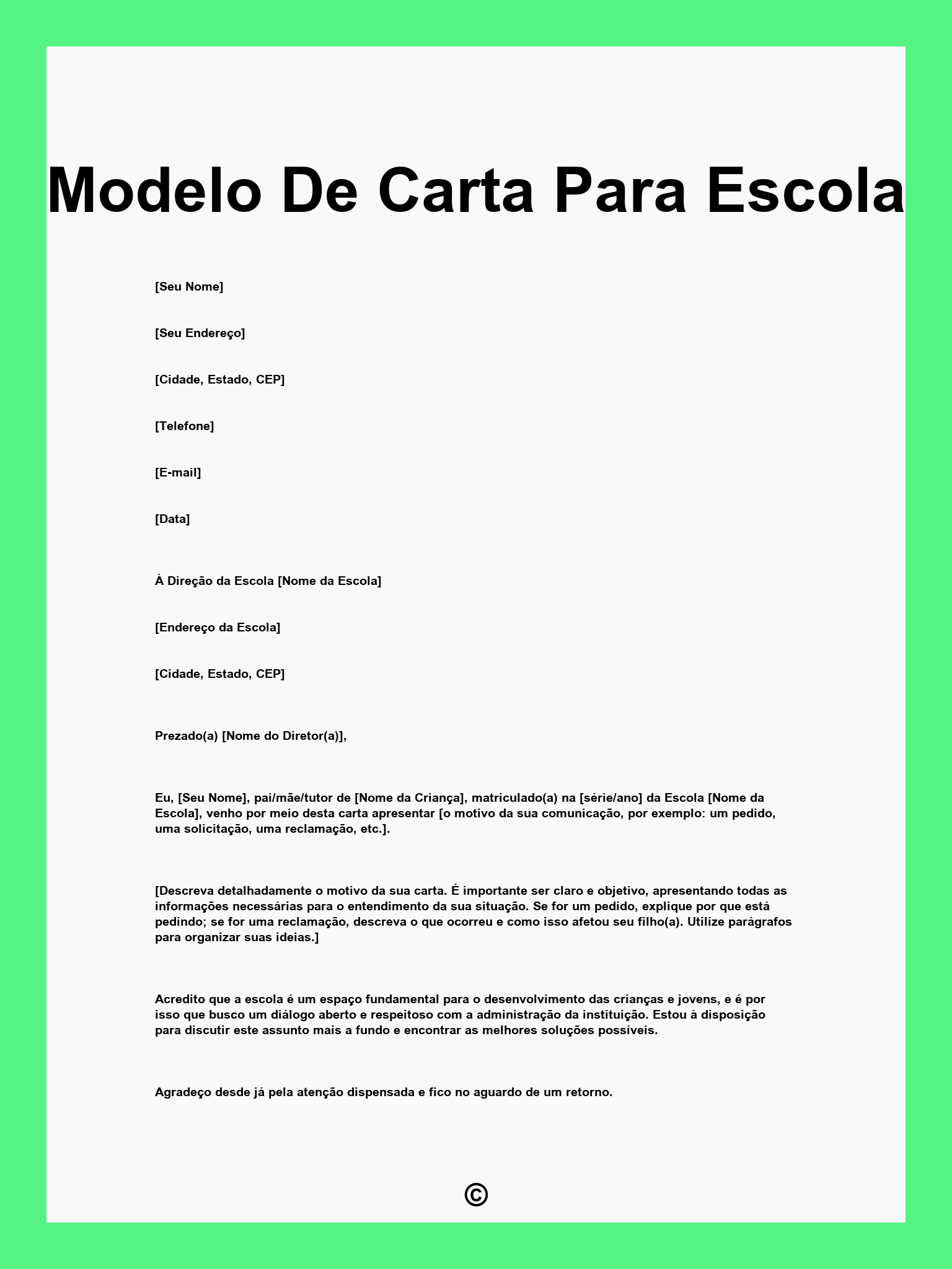 Modelo De Carta Para Escola