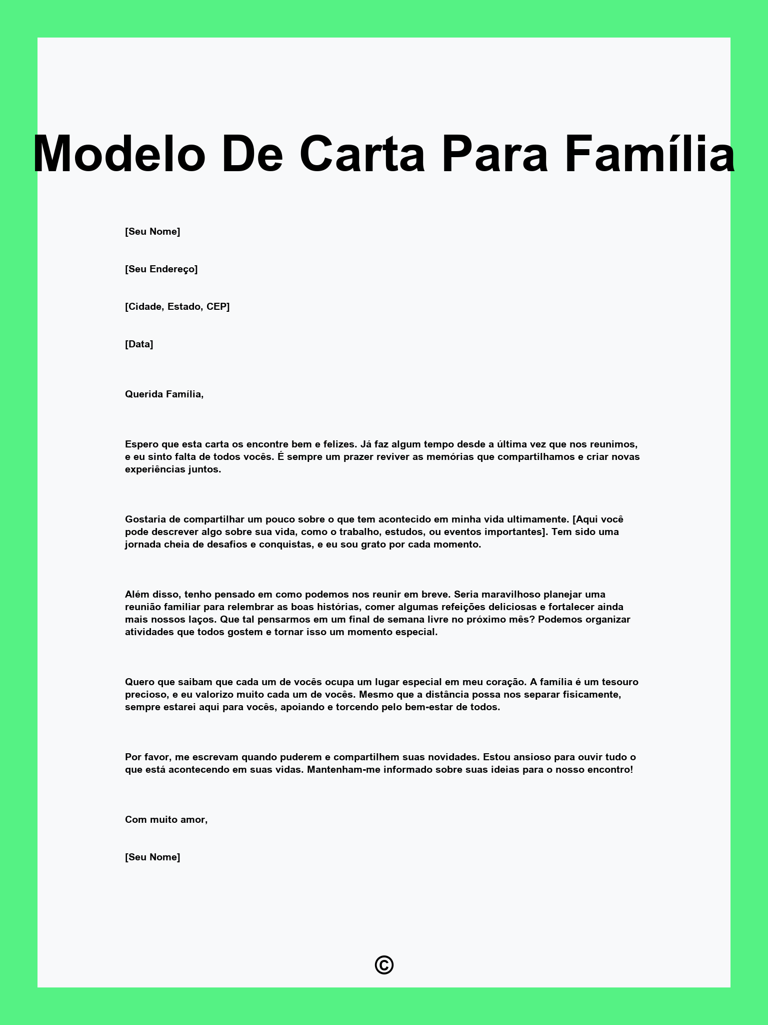 Modelo De Carta Para Família