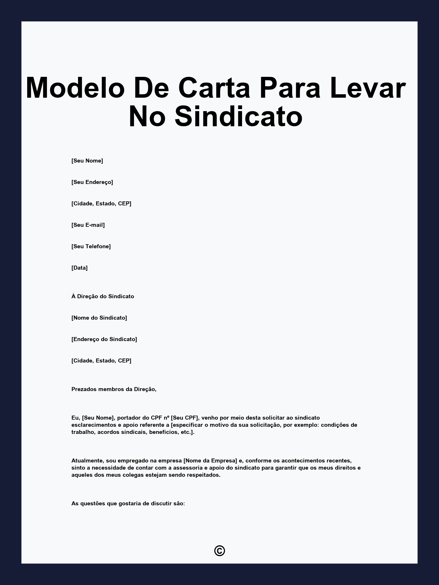 Modelo De Carta Para Levar No Sindicato