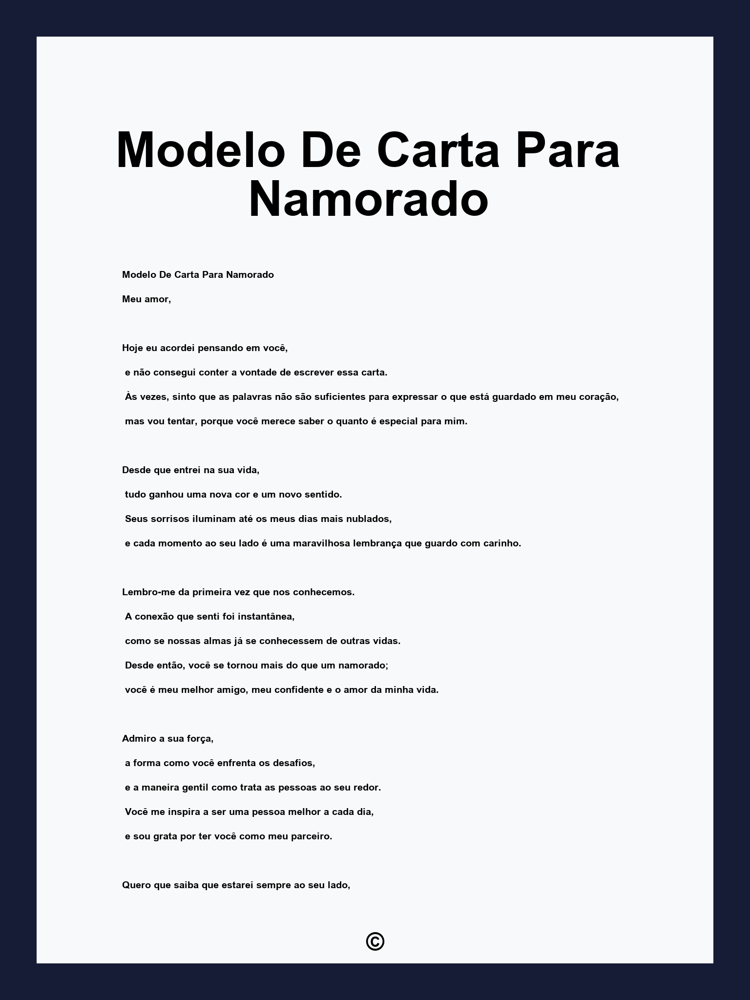 Modelo De Carta Para Namorado