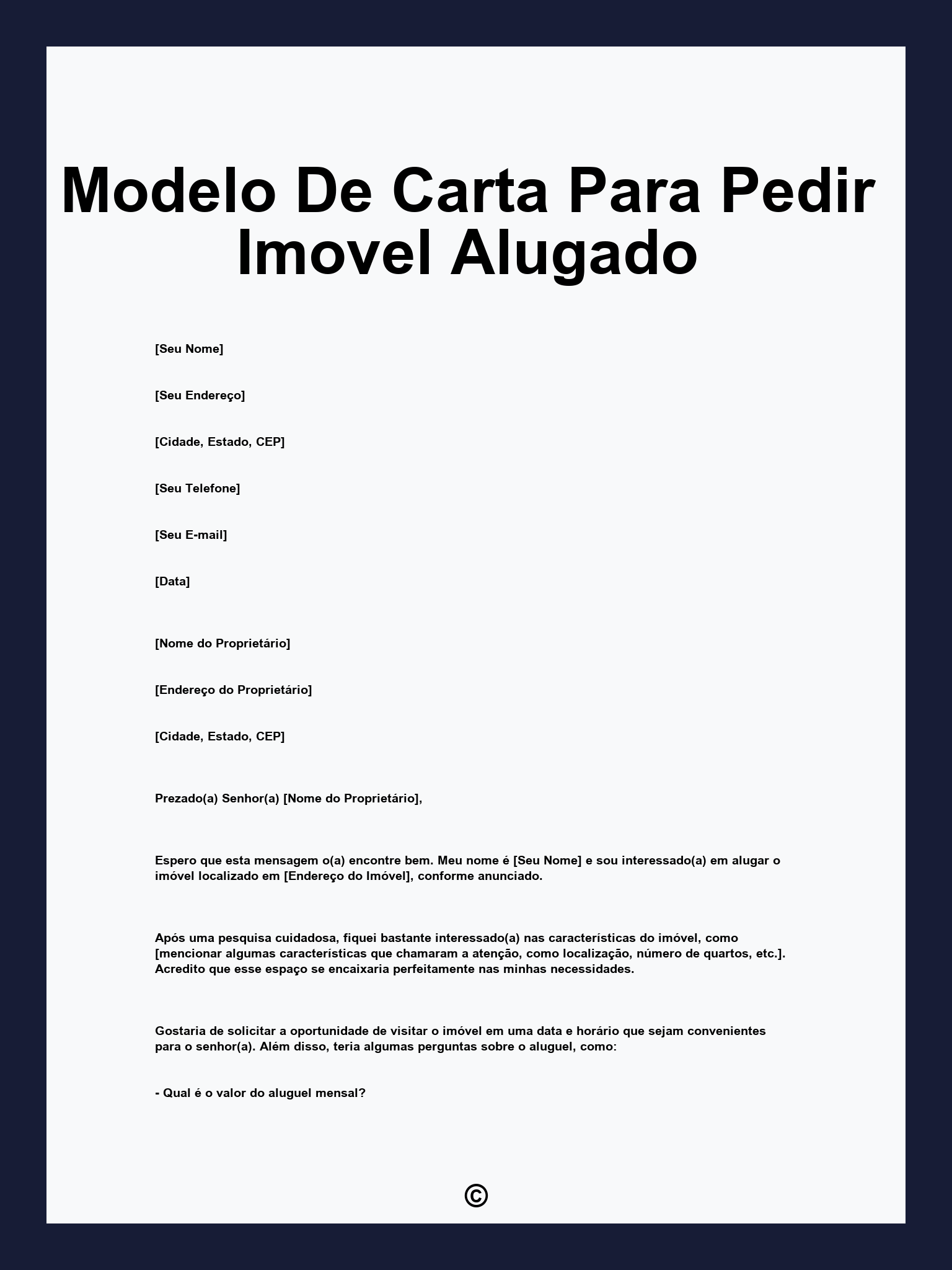 Modelo De Carta Para Pedir Imovel Alugado