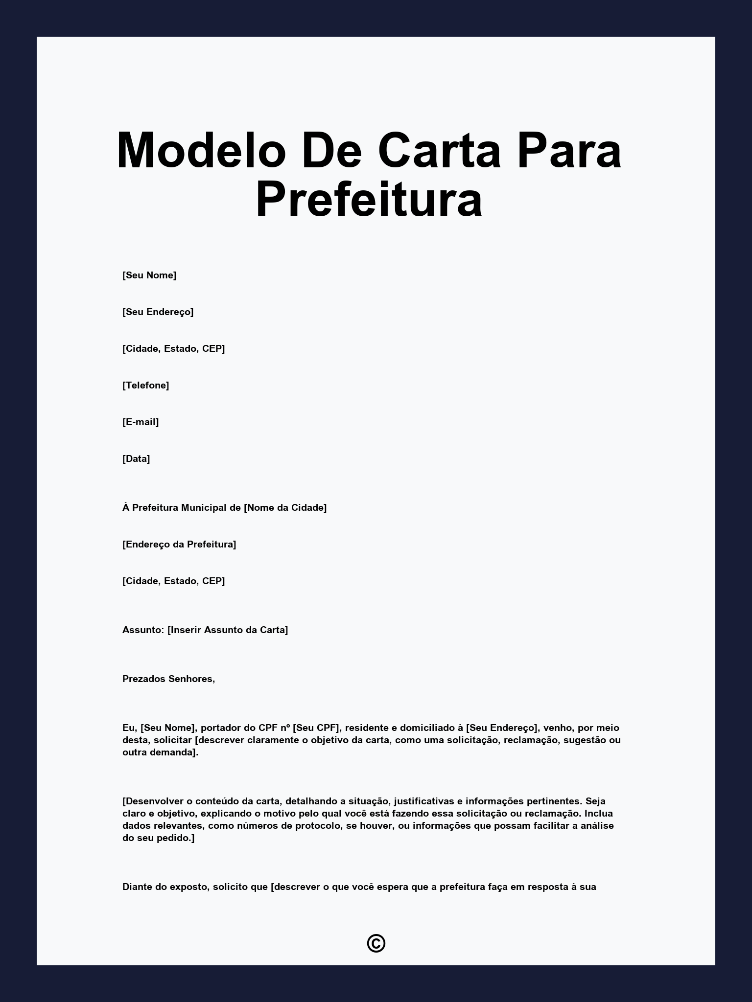 Modelo De Carta Para Prefeitura