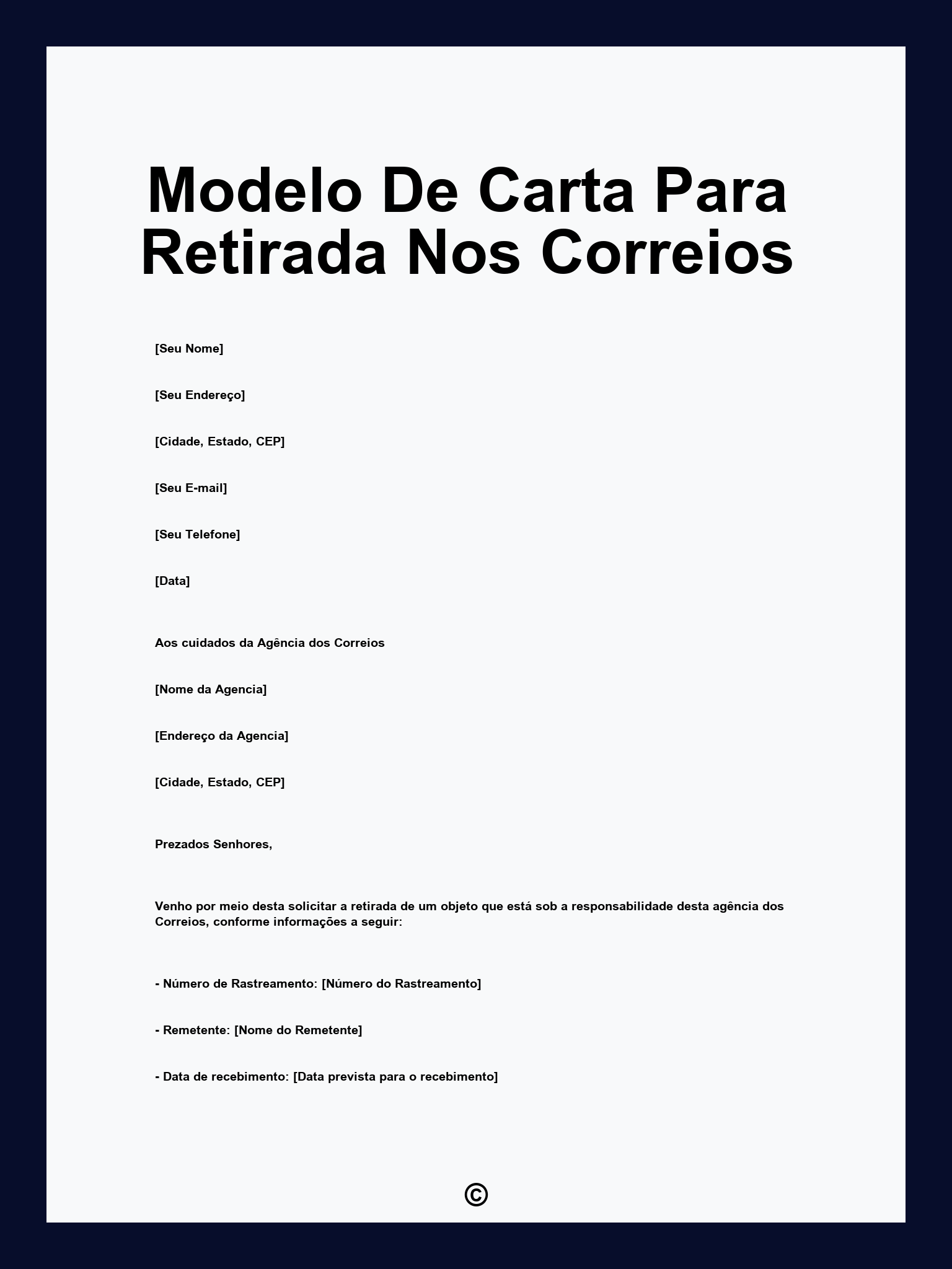 Modelo De Carta Para Retirada Nos Correios