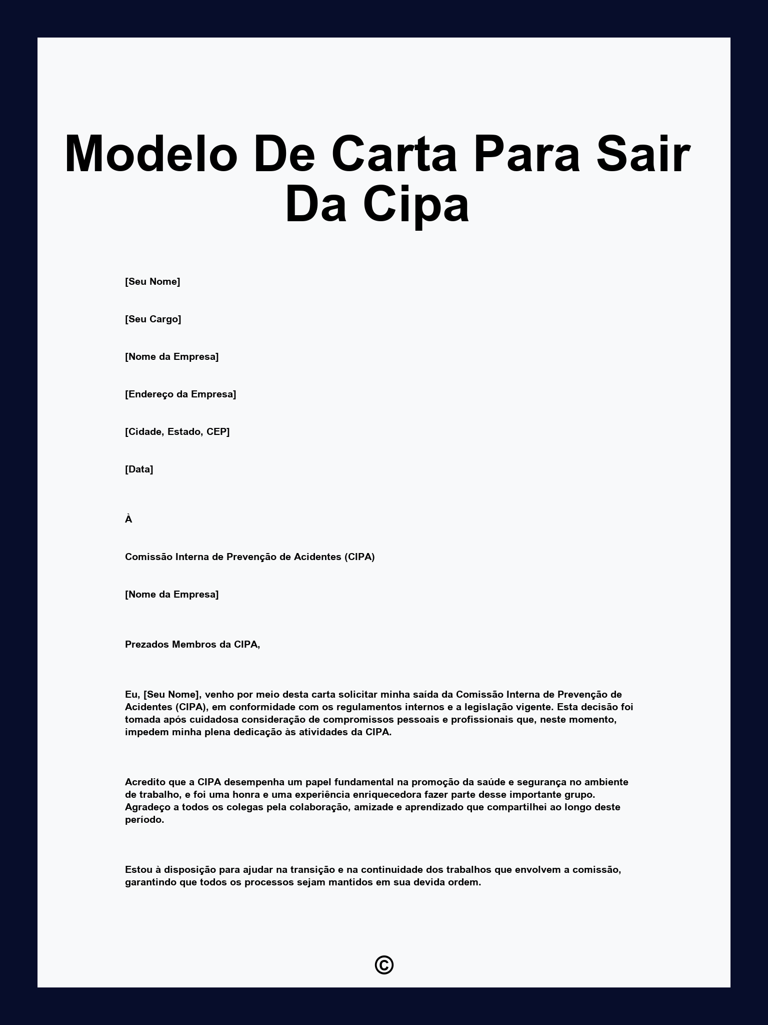 Modelo De Carta Para Sair Da Cipa