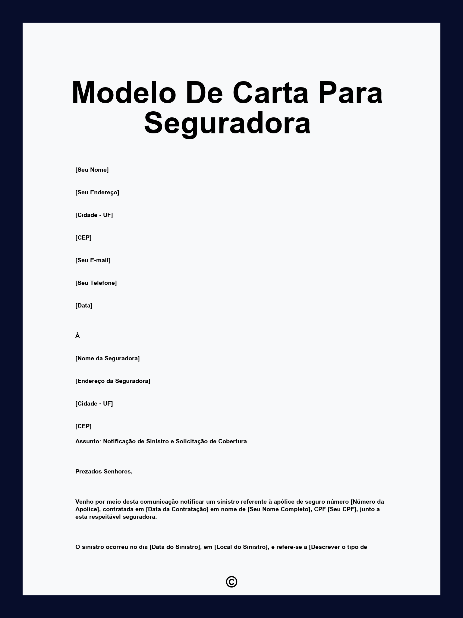 Modelo De Carta Para Seguradora