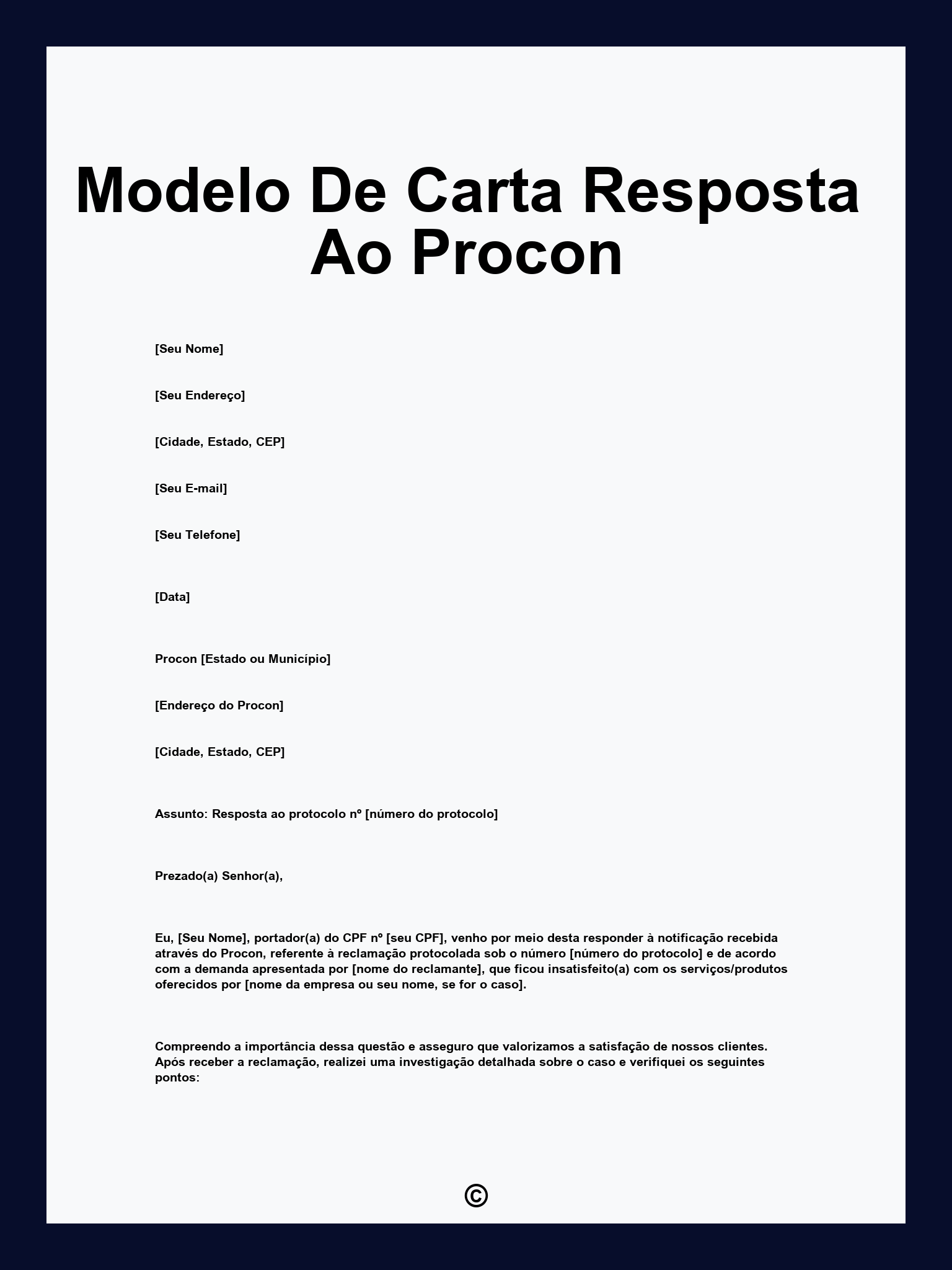 Modelo De Carta Resposta Ao Procon