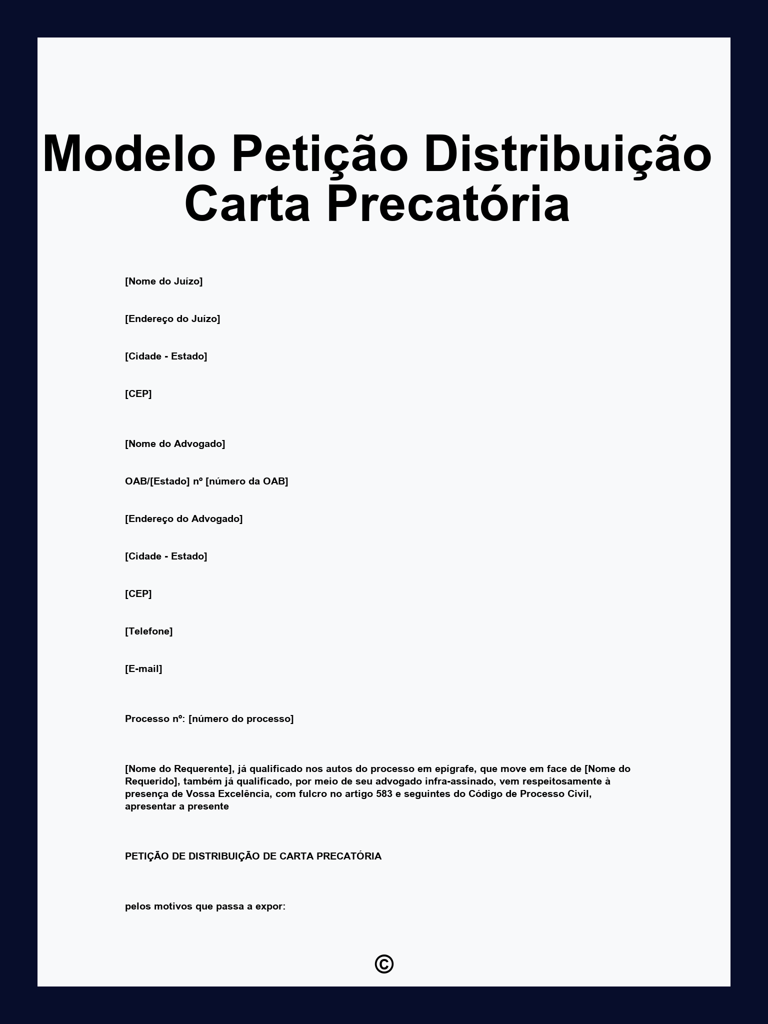 Modelo Petição Distribuição Carta Precatória